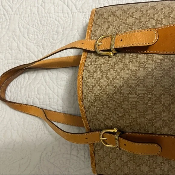 CELINE Classic Macadam Bucket Bag GUC 100% Authentic Brown/Tan- Vintage - Picture 6 of 17